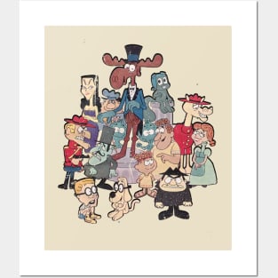 Distressed Rocky, Bullwinkle and Friends Authentic Vintage Style Posters and Art